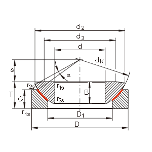 Maintenance free thrust spherical plain bearings-GX..N