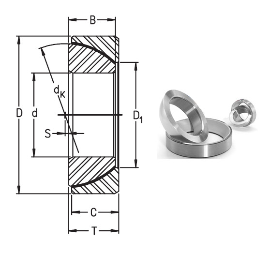 Maintenance free angular contact spherical plain bearings GAC...T